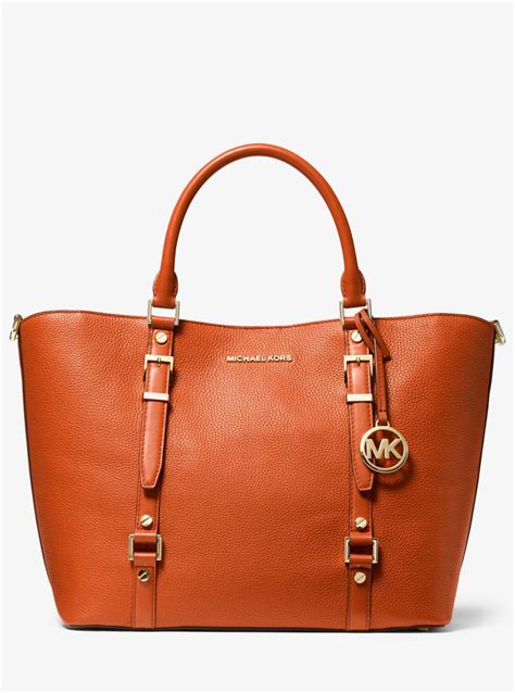 michael michael kors bedford pebble leather pocket tote|michael kors medium bedford.